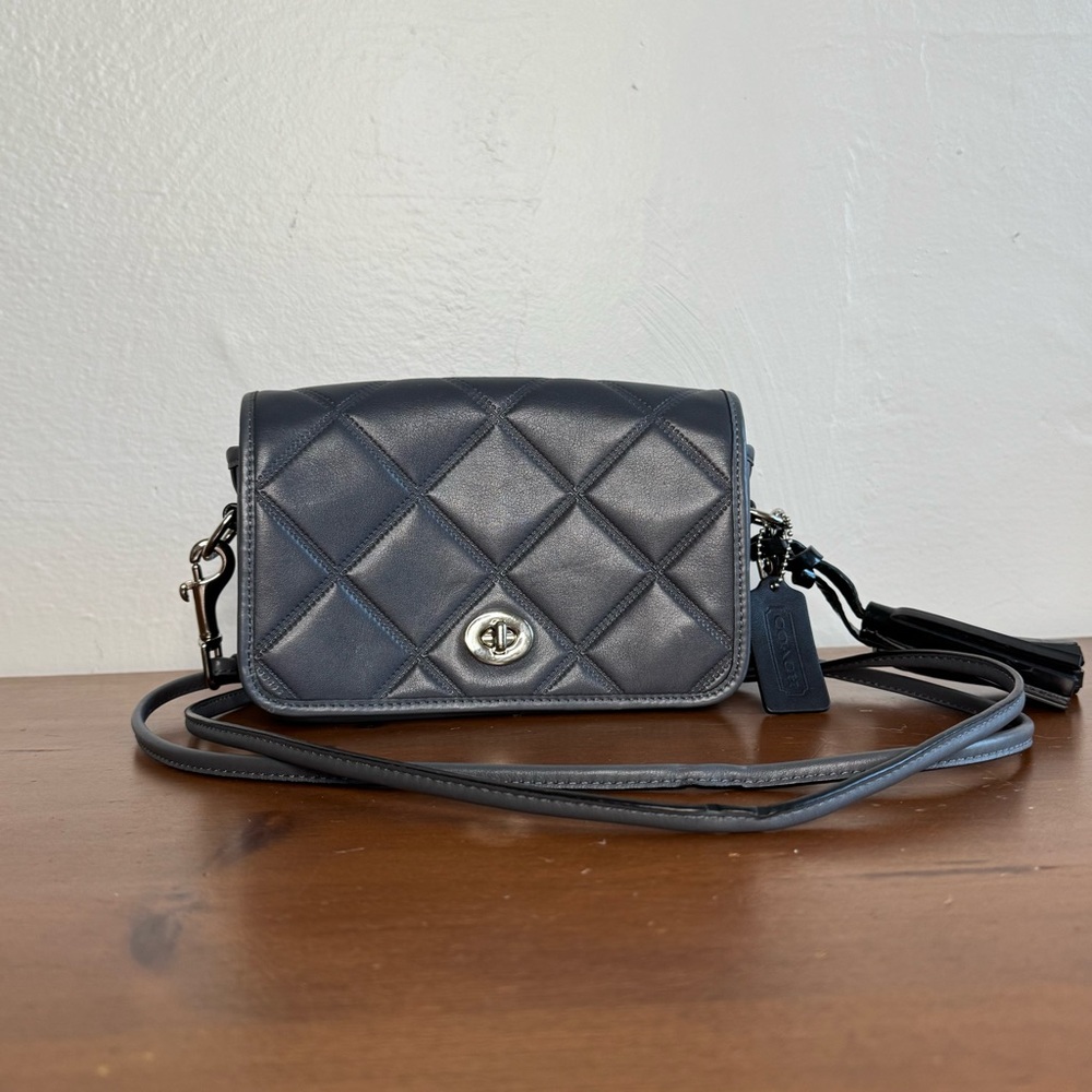 Coach Quilted Crossbody Bag in dark Grey